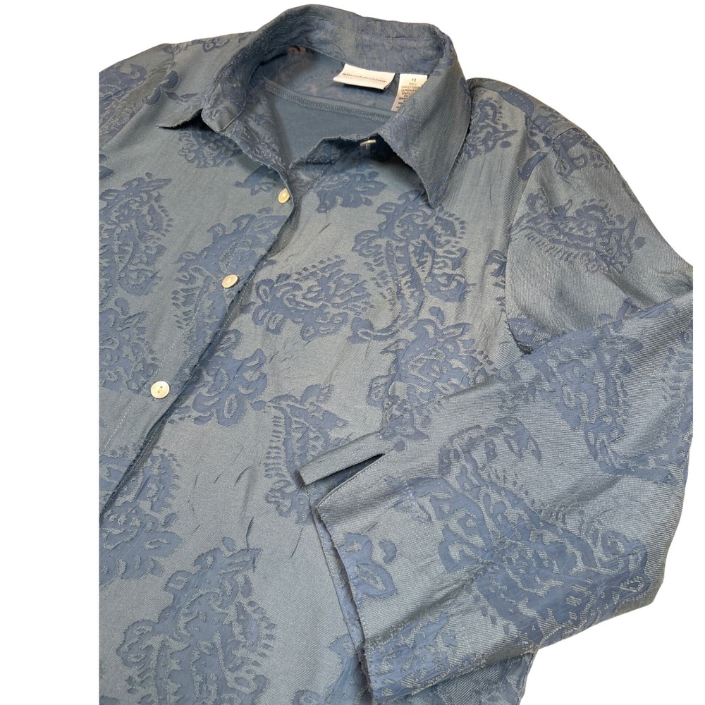 Alfred Dunner Womens 12 Dusty Blue Paisley Burnout 2-Piece Blouse Tank Set‎